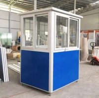 Cabine de sécurité préfabriquée en acier, poste de garde extérieur avec fenêtre coulissante et porte verrouillable