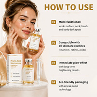 Sérum éclaircissant à l'acide kojique, à la niacinamide, à la vitamine C et à l'acide hyaluronique 50 ml, hydratant pour le visage, réducteur de pores, réparateur de la barrière cutanée