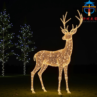 Riesige LED-Weihnachtsschlitten- und Rentier-Laterne für öffentliche Plätze, Outdoor-Feiertagsdekoration, Seidenkunst-Landschaftsset