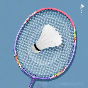 Boshika 69cm in lega di ferro integrato Nylon Junior Training racchetta da Badminton Dual Shot Set con palla