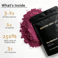 Poudre pré-entraînement Richtek Focus & Performance Aide à la prise de masse musculaire, à l'endurance - Vitamine B12, caféine, bêta-alanine et L-tyrosine