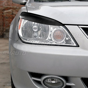 1 par de cubiertas embellecedoras de fibra de carbono auténtica para faros delanteros (cejas/párpados) para Mitsubishi Lancer 2004 2005 2006, pegatinas para faros de coche - Product Image 6