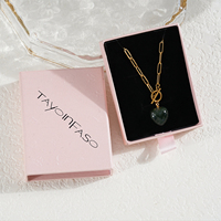 JUSTOP Collier Pendentif Cœur en Agate Tendance, Chaîne Maillons en Acier Inoxydable Plaqué Or et Argent, Unisexe, OEM, Mode, En Stock