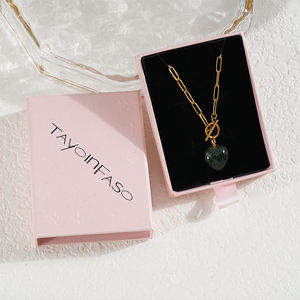 Collar con Colgante de Ágata en Forma de Corazón, de Acero Inoxidable con Baño de Oro/Plata, Unisex, OEM/ODM, Joyería de Moda Personalizada - Product Image 6