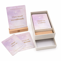 Cartes d'affirmation de style de vie à coins arrondis, personnalisables en taille et logo, jeu de cartes d'autosatisfaction avec boîte rigide