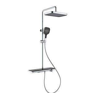 Intelligent LED Digital Display Multi-Function Piano Button Concealed Chrome Wall-Mounted Copper Shower <b>Set</b> <b>Spray</b> FL-8028 LED Di - Product Image 4