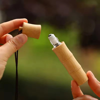 Flacone Roll-on in Bambù da 5ml 10ml per Cosmetici e Profumi, Bottiglia Ecologica Retrò con Collare in Vetro
