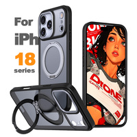 Coque de téléphone hybride antichoc de haute qualité avec support, anneau rotatif à 360°, béquille magnétique et finition mate pour iPhone 18 17 16 Pro Max