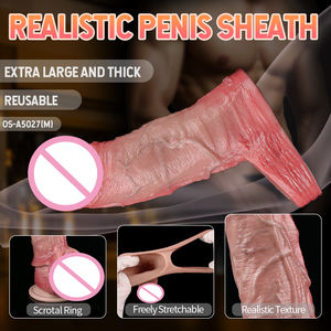 Silikon Leder Kondom für Penis Herren tragbare Masturbation Gerät Silikon hülle Dildo - Product Image 4