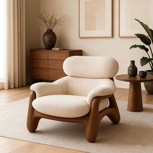 Nuevo Sillón Individual de Madera de Olmo Estilo Chino, Sillón <span class=keywords><strong>Reclinable</strong></span> de Madera Maciza con Tapicería de Tela - Product Image 2