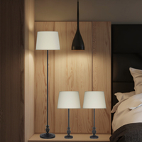 Lampes de table et de sol intelligentes LED classiques du milieu du siècle, abat-jour en tissu élégant pour chambre à coucher et salon, design du milieu du siècle