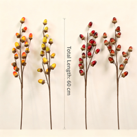 Vente en gros de branche d'acorn artificielle personnalisée de 60 cm, fausse branche de baies d'automne pour arrangement floral en vase, décoration d'automne pour la maison et les mariages