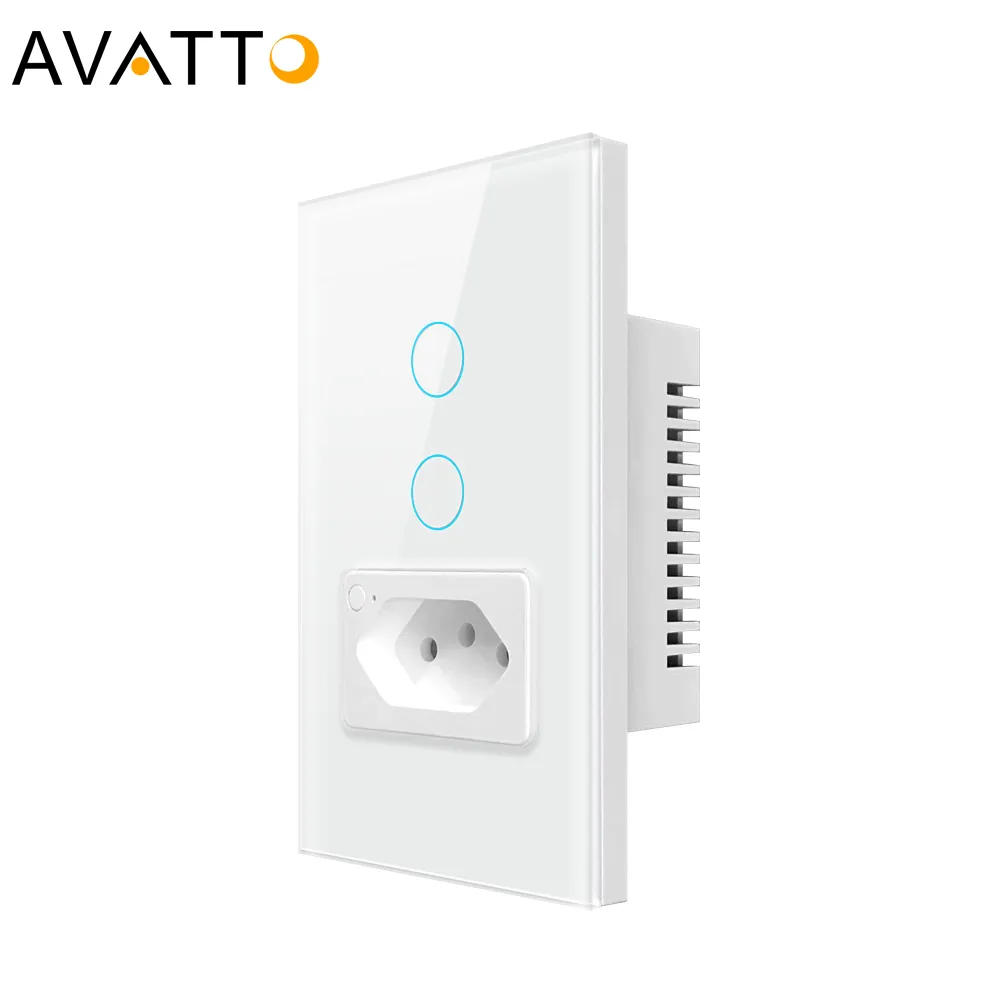 Tuya 1/2 Gang Wifi Smart Home Wireless Touch Light Wall Switches Brazil Smart Socket And Switches Work With Alexa Google Hom