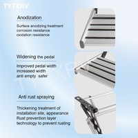HEYRV Caravan Accessories RV Step avec lumière LED Manuel Pliant Double Échelles En Alliage D'aluminium Escalier Antidérapant