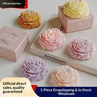 Luxuriöse Pfingstrosenförmige Umweltfreundliche Aromatherapie-Kerze mit Anpassbarem Rosenduft für Geburtstage, Hochzeiten, Weihnachten und Heimdekoration