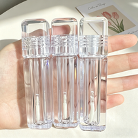 Nouveau tube de brillant à lèvres carré rond transparent de luxe en PETG, étiquetage personnalisé, conteneur vide de 5 ml pour blush, emballage