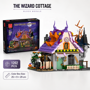 Set de Bloques de Construcción Cabaña del <span class=keywords><strong>Mago</strong></span>/<span class=keywords><strong>Casa</strong></span> de Brujas, Arquitectura de Calle de Terror para Halloween, Ladrillos de Juguete para Armar, Regalo para Niños - Product Image 1