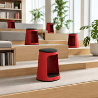 Tabouret convertible moderne en plastique avec assise ronde rembourrée, siège portable pour l'école