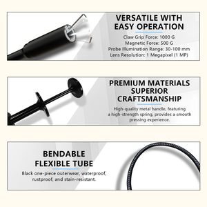 Эндоскопическая камера с подсветкой, бороскоп с экраном 23,6 дюйма, IP67, для инспекции, обслуживания, извлечения, очистки труб - Product Image 2
