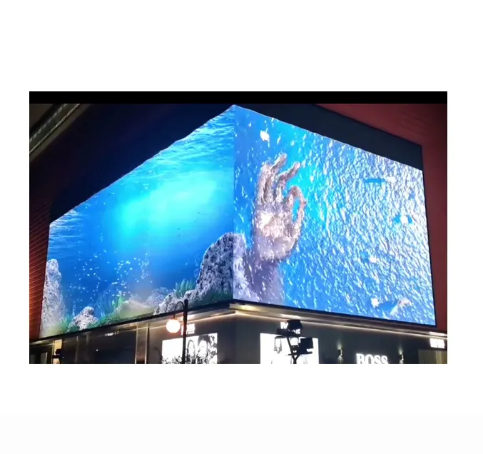 Cartelera 3D para exteriores, pantalla Led, 90 grados, esquina de construcción, tablero de letrero montado en la pared, pantalla LED de publicidad Digital