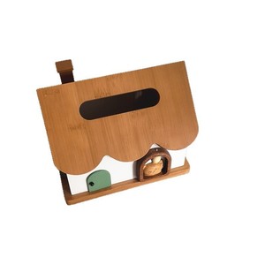 Caja de pañuelos con forma de casa de madera, almacenamiento portátil de madera maciza para el hogar y niños - Product Image 3