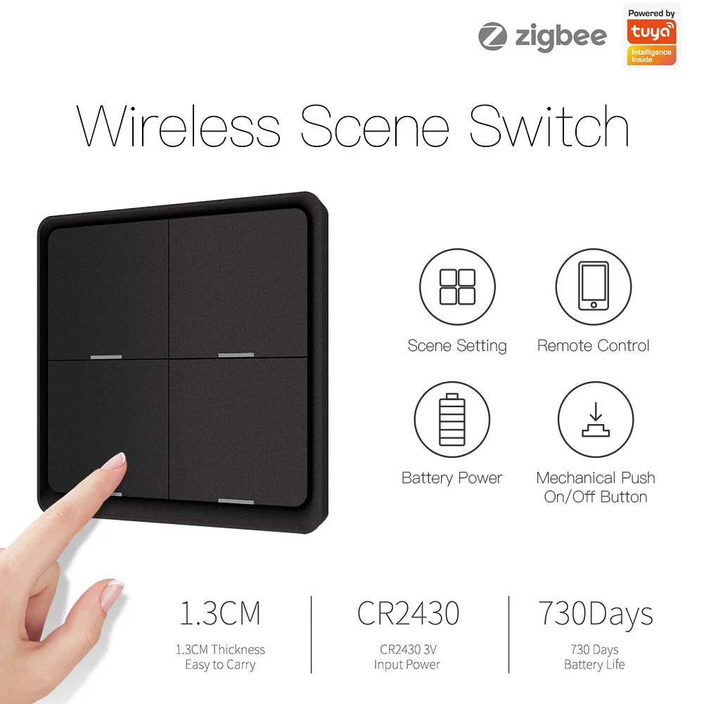 EU New Zigbee Smart Switch Wall Panel Remote Control Home Products Tuya Smart Life App Battery Wireless Scene Smart Switch · image 1