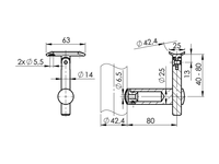 SS316L Finition Miroir 42.4mm En Acier Inoxydable Main Courante Escalier Rampe Accessoires Extérieur Centre Commercial Escalier Support Hors Axe Tube