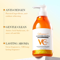 Gel Douche Corps à l'Extrait de Vitamine C et Huile de Coco pour Femmes, Blanchissant, Éclaircissant, Hydratant, Nettoyage en Profondeur, Nourrissant