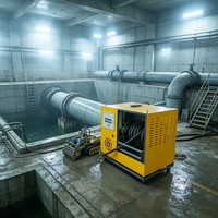 Robot nettoyeur de boues robuste à chenilles pour les tâches de déshydratation des sédiments des fermes piscicoles
