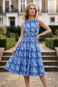 Robe d'été florale pour femmes, style bohème décontracté, idéale pour les voyages à la plage, les vacances, les événements en plein air et les week-ends - Product Image 4