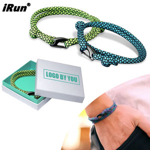 <span class=keywords><strong>IRun</strong></span> Nuevo Diseño Hombres Paracord Pulsera Doble Capa Macramé Pulsera Negro Acero Inoxidable Cordones Pulsera para Regalo - Product Image 1