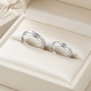 Classic Real 18K Solid White Gold Natural Diamond <b>Couple</b> <b>Rings</b> Stackable Matching Fine Jewelry for Minimal Daily Wear - Product Image 4