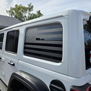 Autocollant de transfert vinyle noir mat personnalisé drapeau américain pour Jeep Wrangler JLU, autocollant de fenêtre de voiture étanche en gros - Product Image 4