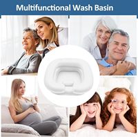 Bassin de lavage de tête gonflable en PVC épaissi avec oreiller intégré pour adultes, personnes alitées, seniors, femmes enceintes et enfants