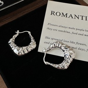 S925 Sterling Silver Korean Style Retro <b>Fashion</b> <b>Earrings</b> Simple Retro Design with Hollow Pleated Texture Version Niches - Product Image 5