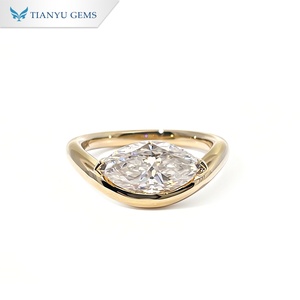 Anillo de Diamante Cultivado en Laboratorio con Tallo Curvo Personalizado de Tianyu Gems, Oro Sólido de 10K, Anillo de Compromiso, Color de Piedra y Anillo Personalizables - Product Image 1
