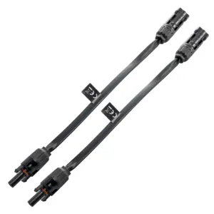 OEM 30CM PVC plano cobre macho hembra Solar MC 4 Conectores cable para ventanas puerta a través con tubo termorretráctil protegido