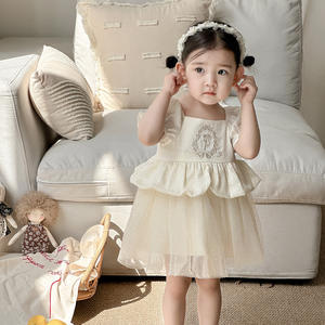 Vestidos de Niña para Fiesta de Boda, Estilo Princesa Floral, Satén Bordado, Línea A, Hasta la Rodilla, Ropa Infantil - Product Image 2