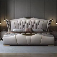 Luxuriöses Verstellbares Queen/King-Bett Hochwertige Weiche Mikrofaser-Komfort Holzrahmen Modernes Gepolstertes Bett für Erwachsene