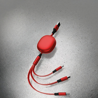 Kabel USB Type-C MFI TPE 3-in-1 Retractable Extension 5A Fast Charging Kompatibel dengan iPhone 14/15/12/11 Pro Max Android IOS