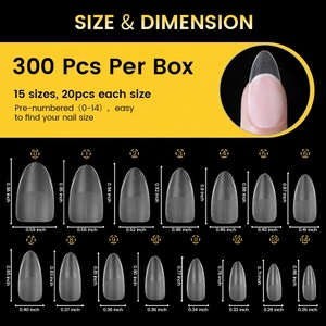 BORN PRETTY - <span class=keywords><strong>Uñas</strong></span> Postizas Acrílicas Transparentes Pre-File, 300 Piezas/caja, Ultrafinas, Forma Almendrada Moderada, Cobertura Completa, Puntas de <span class=keywords><strong>Uñas</strong></span> de Gel Suave, Venta al por Mayor - Product Image 2