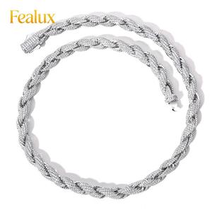 Fealux New סִגְנוֹן אירופאי אמריקאי סִגְנוֹן גברים נשים היפ הופ CZ 8MM שרשרת חבל מעוות שרשרת צמיד תכשיטים - Product Image 6