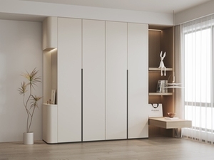 Armoire simple et luxueuse de style moderne avec porte plate blanche, grande capacité - Product Image 2