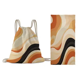 Bestverkopende Microfiber Aangepaste Strandhanddoeken Converteerbaar In Tassen Met Trekkoord Met Logo-Afdrukken