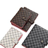 Carnet de notes haut de gamme personnalisable en gros, format A6, motif à carreaux, journal d'affaires, couverture rigide en cuir, feuilles mobiles, promotion offerte
