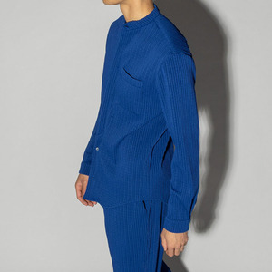 Azul marino de manga larga para hombre, ropa, <span class=keywords><strong>pantalones</strong></span> y camisas, conjuntos de ropa para hombre - Product Image 6