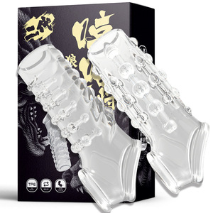 Se Niu Niu Heng Ha 2nd Gen Wolf Tooth Penis Ring Set <b>TPE</b> Transparent Delay Enhancement Adult Toy - Product Image 1