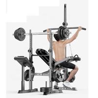 Banc de musculation multifonction réglable inclinable/declinable en acier robuste pour station de gym à domicile, avec barre de traction pour lat pulldown et barre de développement des jambes
