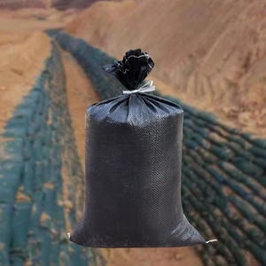 50 ס "מ * 80 ס" מ שקיות חול כבד עבור 50 ק "ג ארוגים פוליפרופילן ארוגים שחורים ריקים עם הגנה UV - Product Image 1