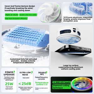 Мобильный охлаждающий вентилятор PIVA B3 25W для игр с цветной LED-подсветкой, полупроводниковый кулер для телефона с магнитным и вращающимся креплением для PUBG - Product Image 3